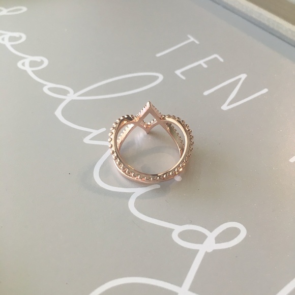 Sterling Silver Simulated Diamond Rose Gold Ring - Picture 7 of 11